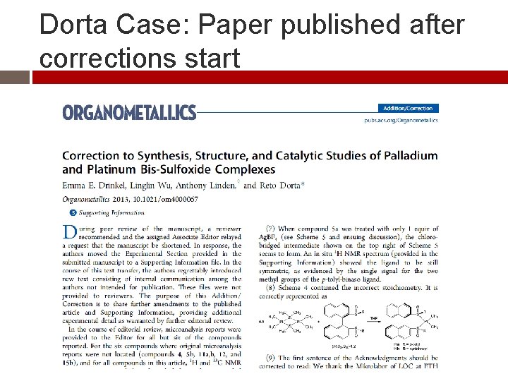 Dorta Case: Paper published after corrections start Dorta Case: Paper published after corrections start