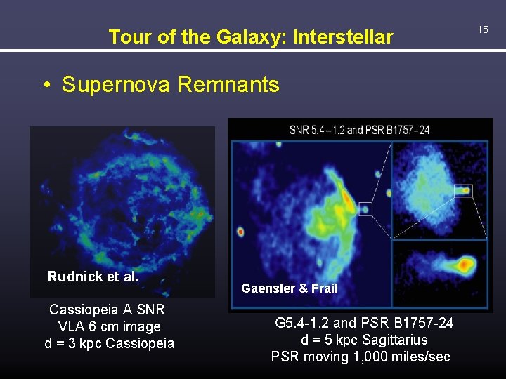 Tour of the Galaxy: Interstellar • Supernova Remnants Rudnick et al. Cassiopeia A SNR
