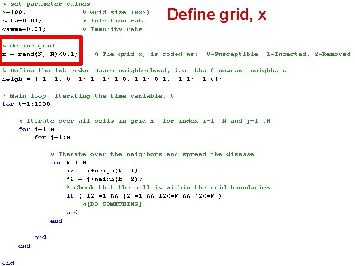 Define grid, x MATLAB implementation 2012 -10 -15 K. Donnay & S. Balietti /