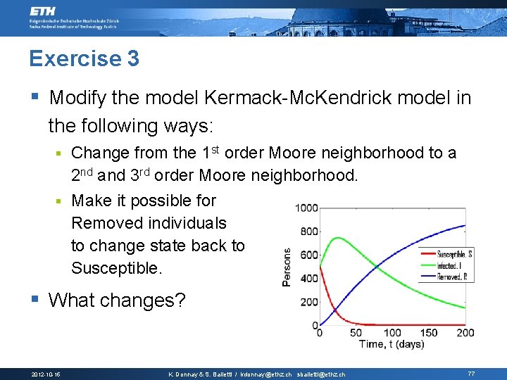 Exercise 3 § Modify the model Kermack-Mc. Kendrick model in the following ways: Change