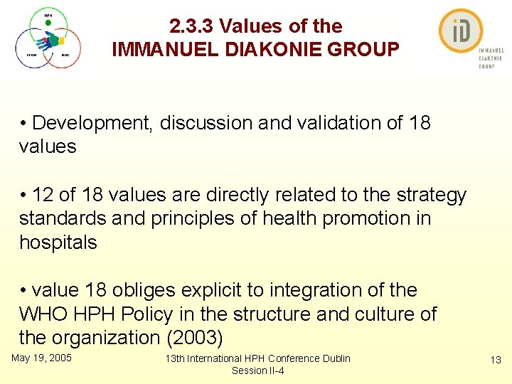2. 3. 3 Values of the IMMANUEL DIAKONIE GROUP • Development, discussion and validation