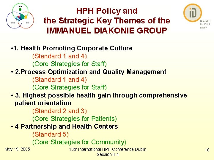 HPH Policy and the Strategic Key Themes of the IMMANUEL DIAKONIE GROUP • 1.