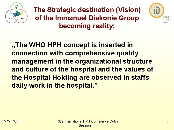 The Strategic destination (Vision) of the Immanuel Diakonie Group becoming reality: „The WHO HPH