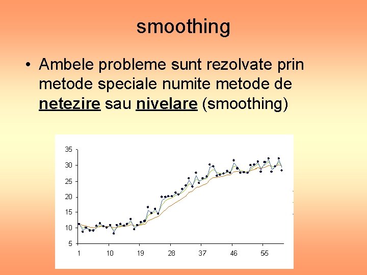 smoothing • Ambele probleme sunt rezolvate prin metode speciale numite metode de netezire sau