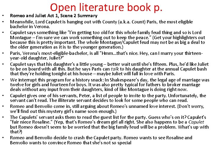  • • • Open literature book p. Romeo and Juliet Act 1, Scene