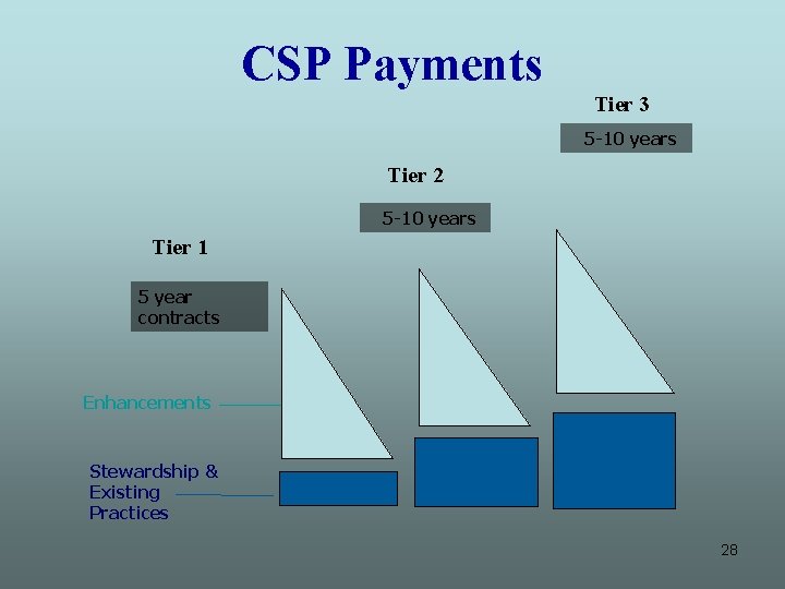 CSP Payments Tier 3 5 -10 years Tier 2 5 -10 years Tier 1