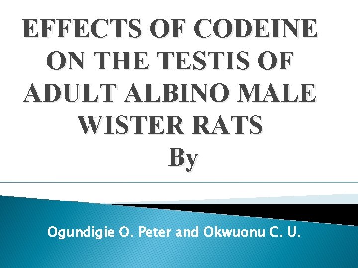 EFFECTS OF CODEINE ON THE TESTIS OF ADULT ALBINO MALE WISTER RATS By Ogundigie