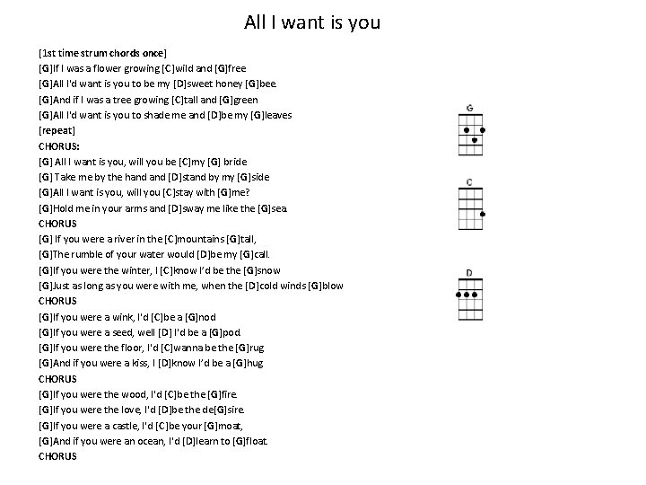 All I want is you [1 st time strum chords once] [G]If I was