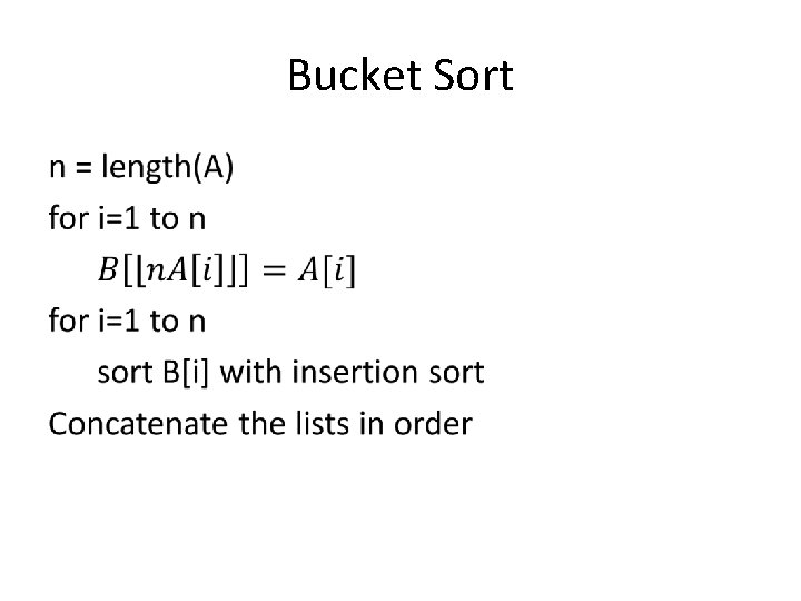 Bucket Sort • 