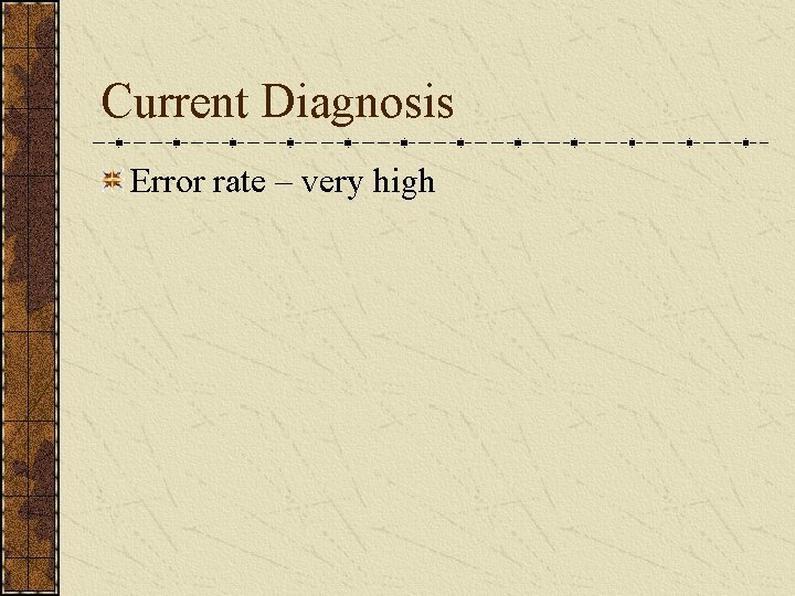 Current Diagnosis Error rate – very high 