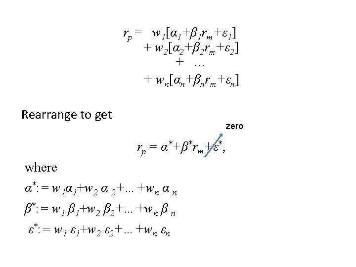 rp = w 1[α 1+β 1 rm+ε 1] + w 2[α 2+β 2 rm+ε