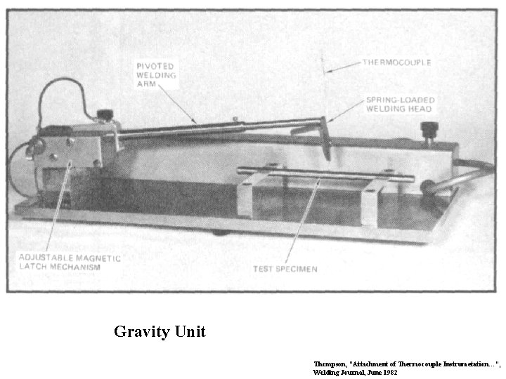 Gravity Unit Thompson, “Attachment of Thermocouple Instrumetation…”, Welding Journal, June 1982 