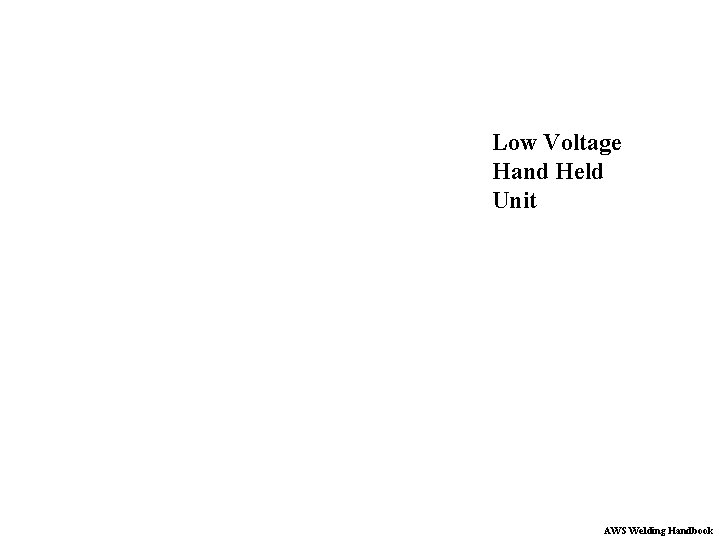 Low Voltage Hand Held Unit AWS Welding Handbook 