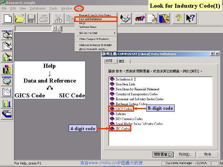 Look for Industry Code(1) Help ↓ Data and Reference ↙↘ GICS Code SIC Code