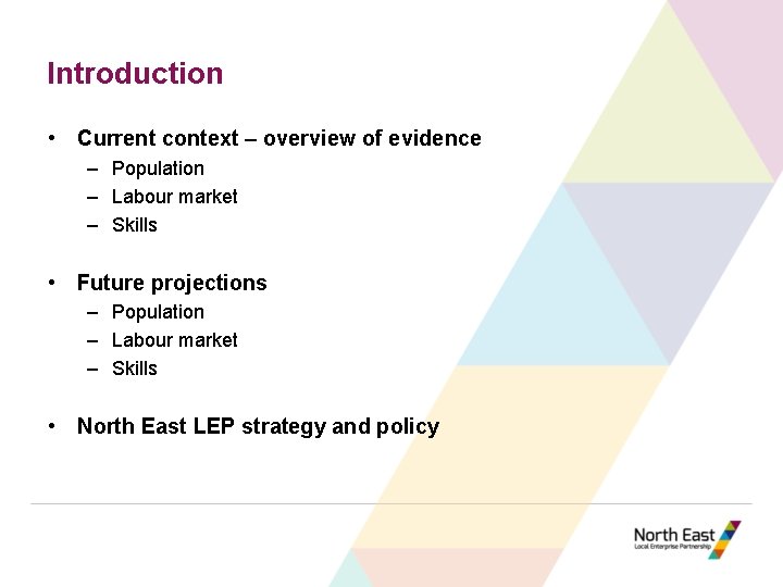 Introduction • Current context – overview of evidence – Population – Labour market –