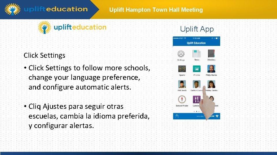 Uplift Hampton Town Hall Meeting Uplift App Click to edit Master title style Click