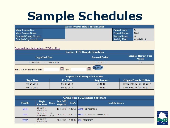 Sample Schedules 