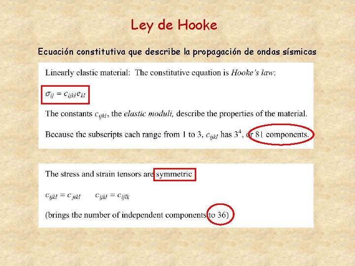 Ley de Hooke Ecuación constitutiva que describe la propagación de ondas sísmicas 