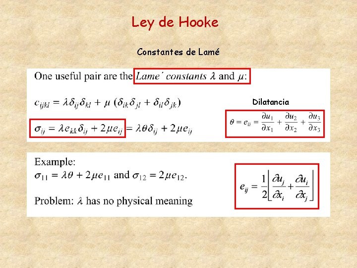 Ley de Hooke Constantes de Lamé Dilatancia 