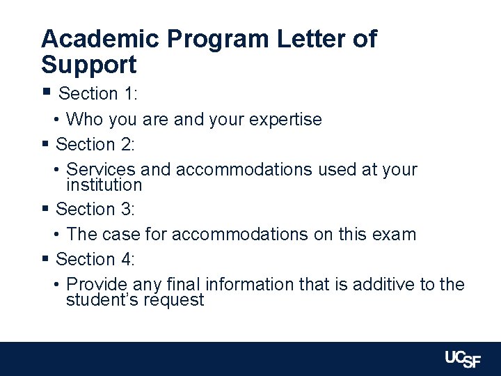 Academic Program Letter of Support § Section 1: • Who you are and your
