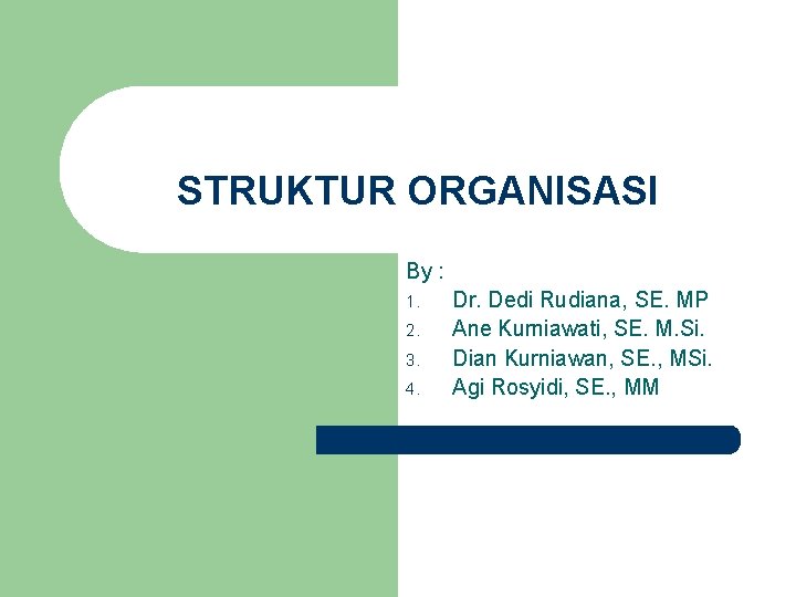STRUKTUR ORGANISASI By : 1. 2. 3. 4. Dr. Dedi Rudiana, SE. MP Ane