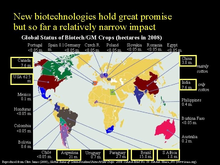 New biotechnologies hold great promise but so far a relatively narrow impact Global Status