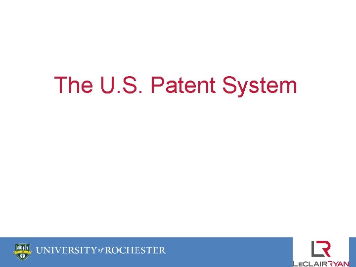 The U. S. Patent System 