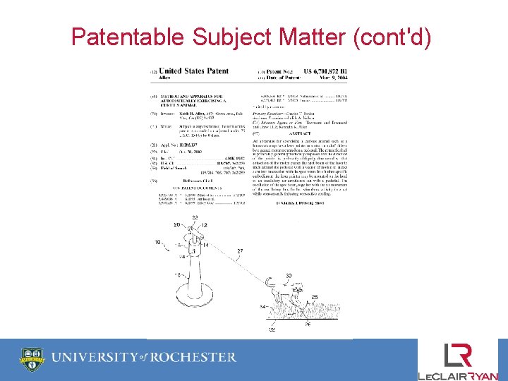 Patentable Subject Matter (cont'd) 