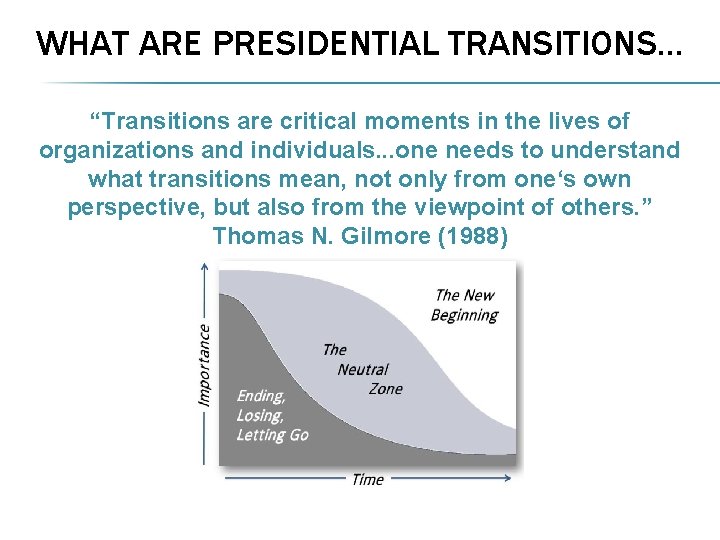 WHAT ARE PRESIDENTIAL TRANSITIONS… “Transitions are critical moments in the lives of organizations and