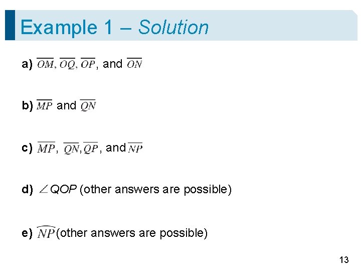 Example 1 – Solution a) , and b) and c) , d) e) , Example 1 – Solution a) , and b) and c) , d) e) ,