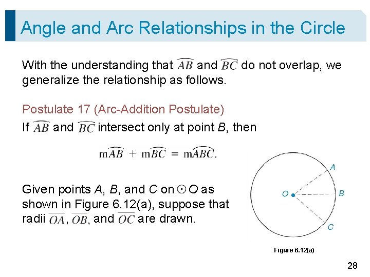 Angle and Arc Relationships in the Circle With the understanding that and generalize the Angle and Arc Relationships in the Circle With the understanding that and generalize the