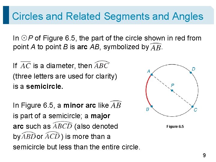 Circles and Related Segments and Angles In P of Figure 6. 5, the part Circles and Related Segments and Angles In P of Figure 6. 5, the part