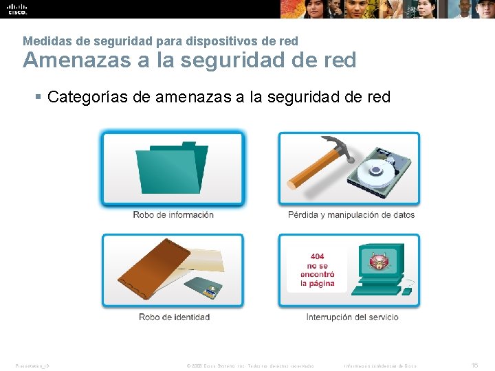 Medidas de seguridad para dispositivos de red Amenazas a la seguridad de red § Medidas de seguridad para dispositivos de red Amenazas a la seguridad de red §