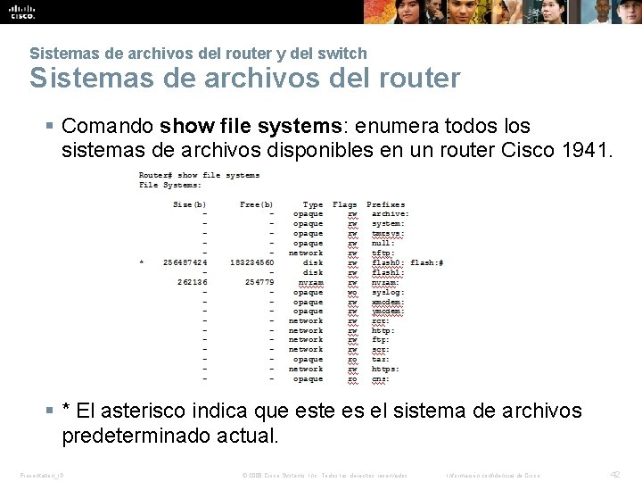 Sistemas de archivos del router y del switch Sistemas de archivos del router § Sistemas de archivos del router y del switch Sistemas de archivos del router §