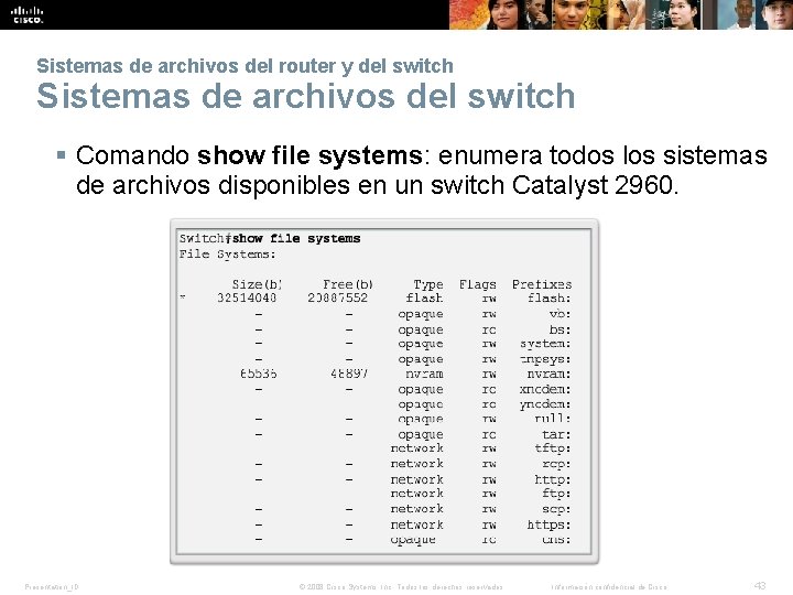 Sistemas de archivos del router y del switch Sistemas de archivos del switch § Sistemas de archivos del router y del switch Sistemas de archivos del switch §