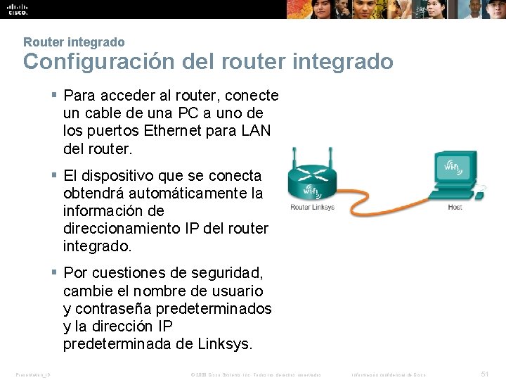Router integrado Configuración del router integrado § Para acceder al router, conecte un cable Router integrado Configuración del router integrado § Para acceder al router, conecte un cable