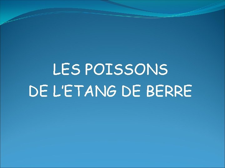 LES POISSONS DE L’ETANG DE BERRE 