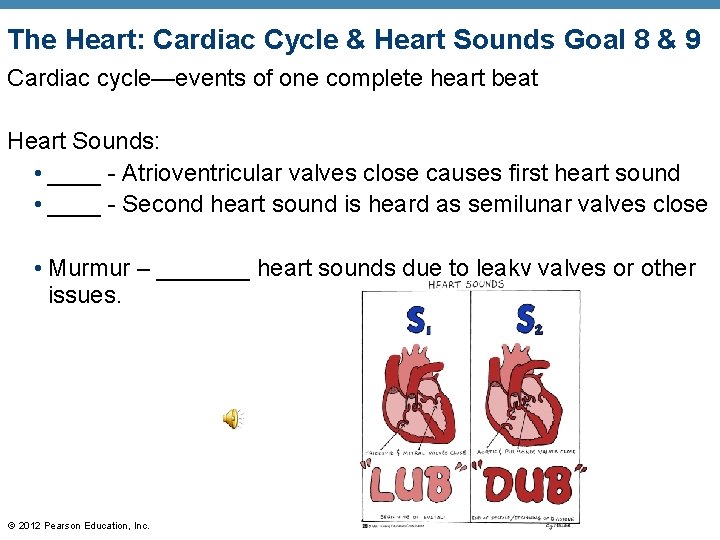 The Heart: Cardiac Cycle & Heart Sounds Goal 8 & 9 Cardiac cycle—events of