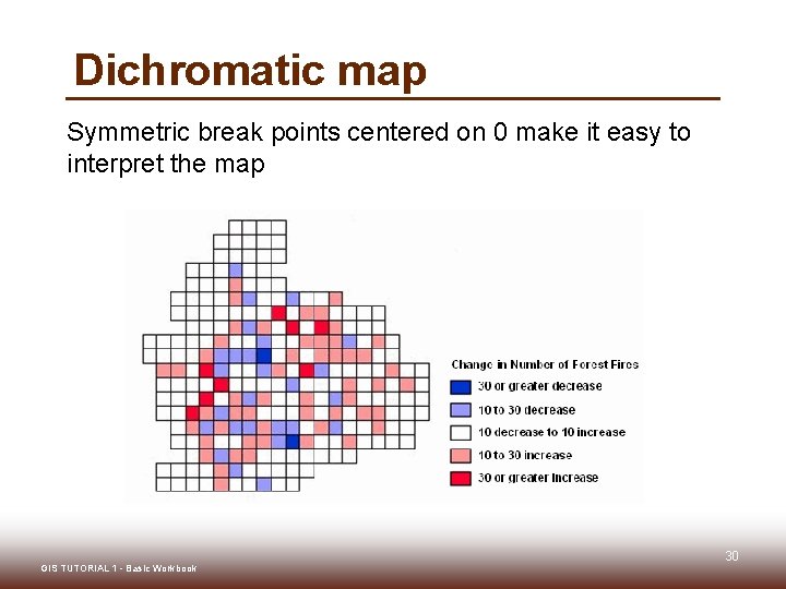 Dichromatic map Symmetric break points centered on 0 make it easy to interpret the Dichromatic map Symmetric break points centered on 0 make it easy to interpret the