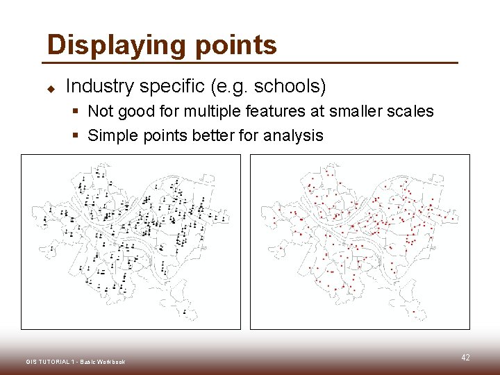 Displaying points u Industry specific (e. g. schools) § Not good for multiple features Displaying points u Industry specific (e. g. schools) § Not good for multiple features