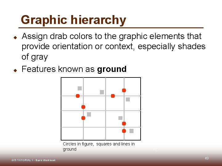Graphic hierarchy u u Assign drab colors to the graphic elements that provide orientation Graphic hierarchy u u Assign drab colors to the graphic elements that provide orientation