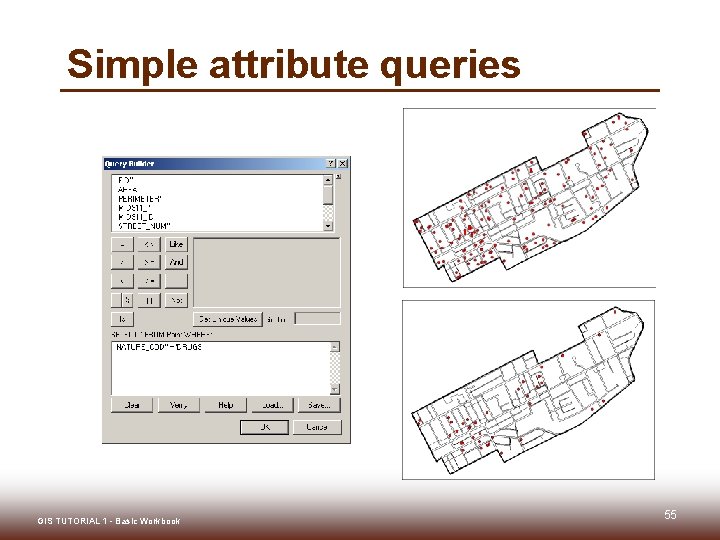 Simple attribute queries GIS TUTORIAL 1 - Basic Workbook 55 Simple attribute queries GIS TUTORIAL 1 - Basic Workbook 55