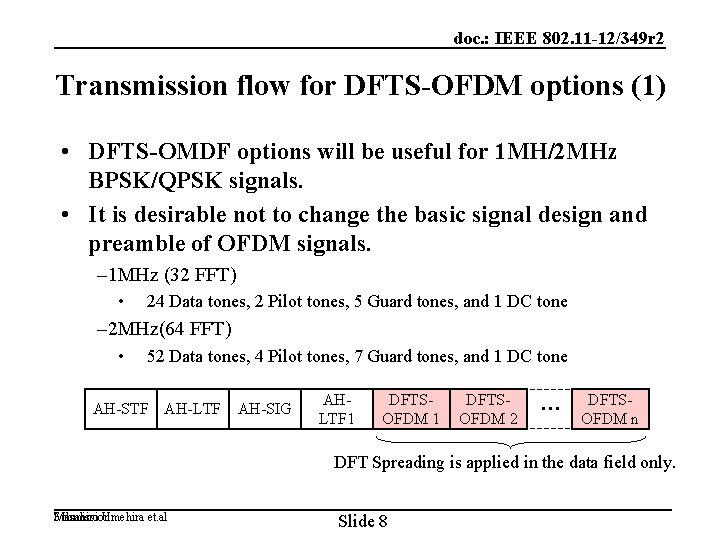 doc. : IEEE 802. 11 -12/349 r 2 Transmission flow for DFTS-OFDM options (1)