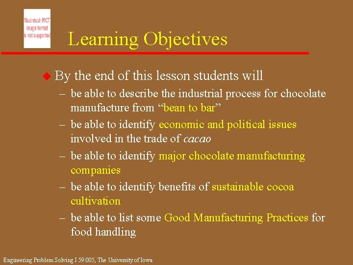 Learning Objectives u By the end of this lesson students will – be able