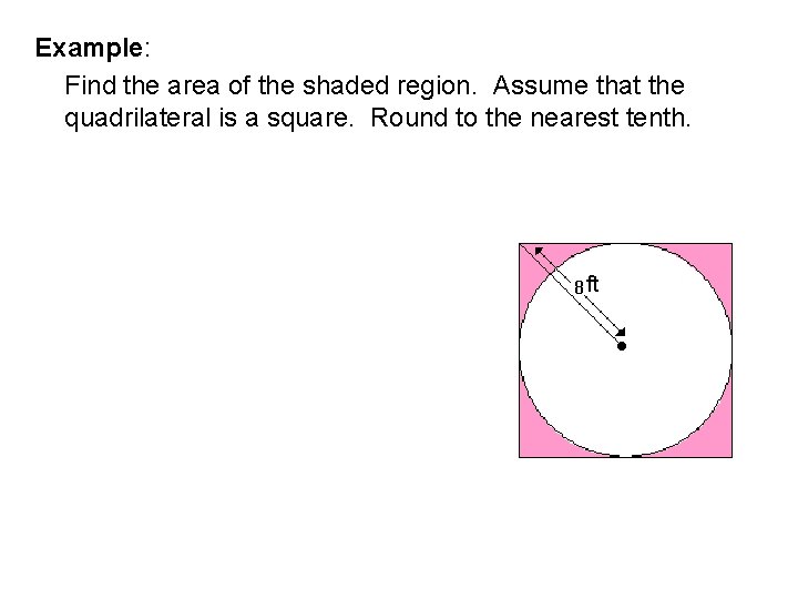 Example: Find the area of the shaded region. Assume that the quadrilateral is a