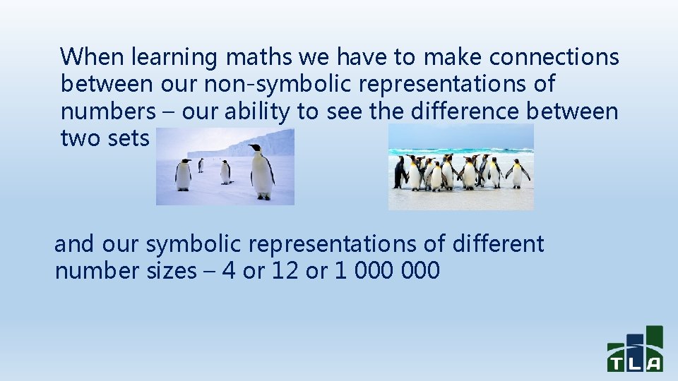 When learning maths we have to make connections between our non-symbolic representations of numbers