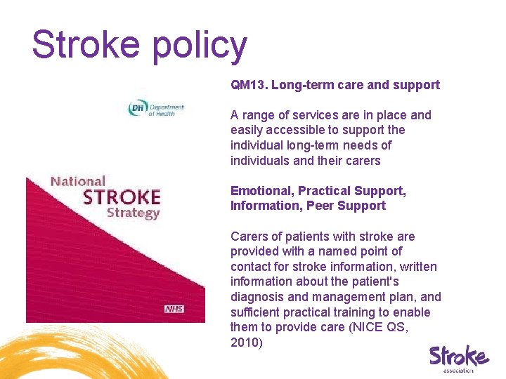 Stroke policy QM 13. Long-term care and support A range of services are in Stroke policy QM 13. Long-term care and support A range of services are in
