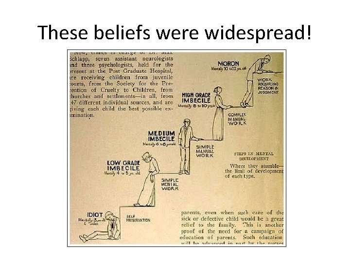 These beliefs were widespread! 