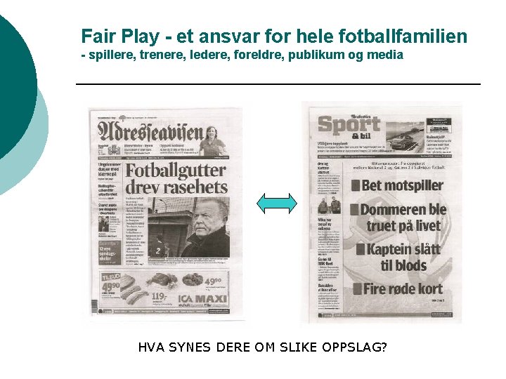Fair Play - et ansvar for hele fotballfamilien - spillere, trenere, ledere, foreldre, publikum
