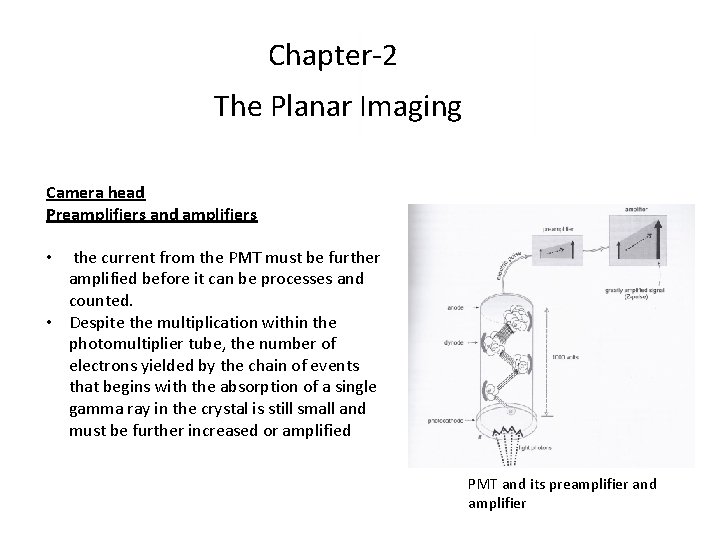 Chapter-2 The Planar Imaging Camera head Preamplifiers and amplifiers the current from the PMT